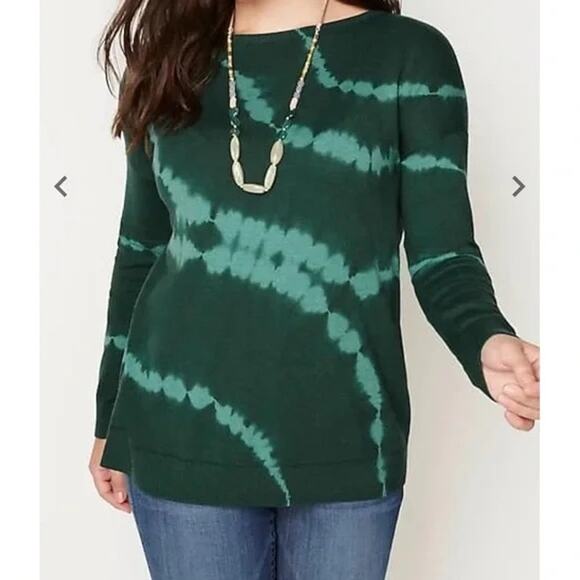 J. Jill Kale Green Tie-Dye Striped Boat-Neck Pullover Sweater Size XS - Picture 1 of 10